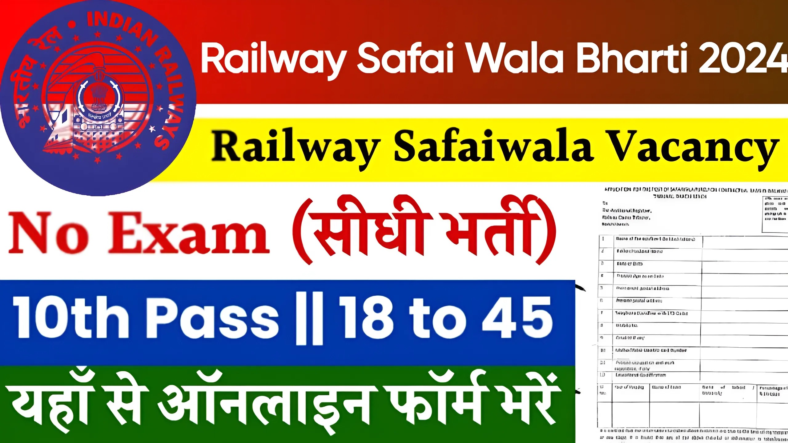 Railway Safai Wala Bharti 2024