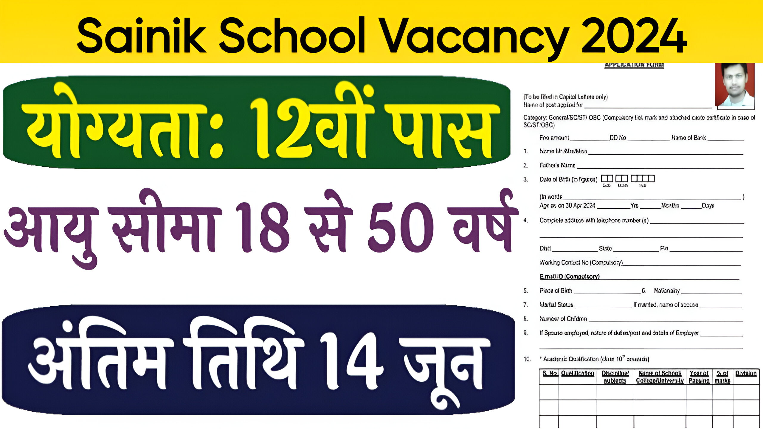 Sainik School Vacancy 2024